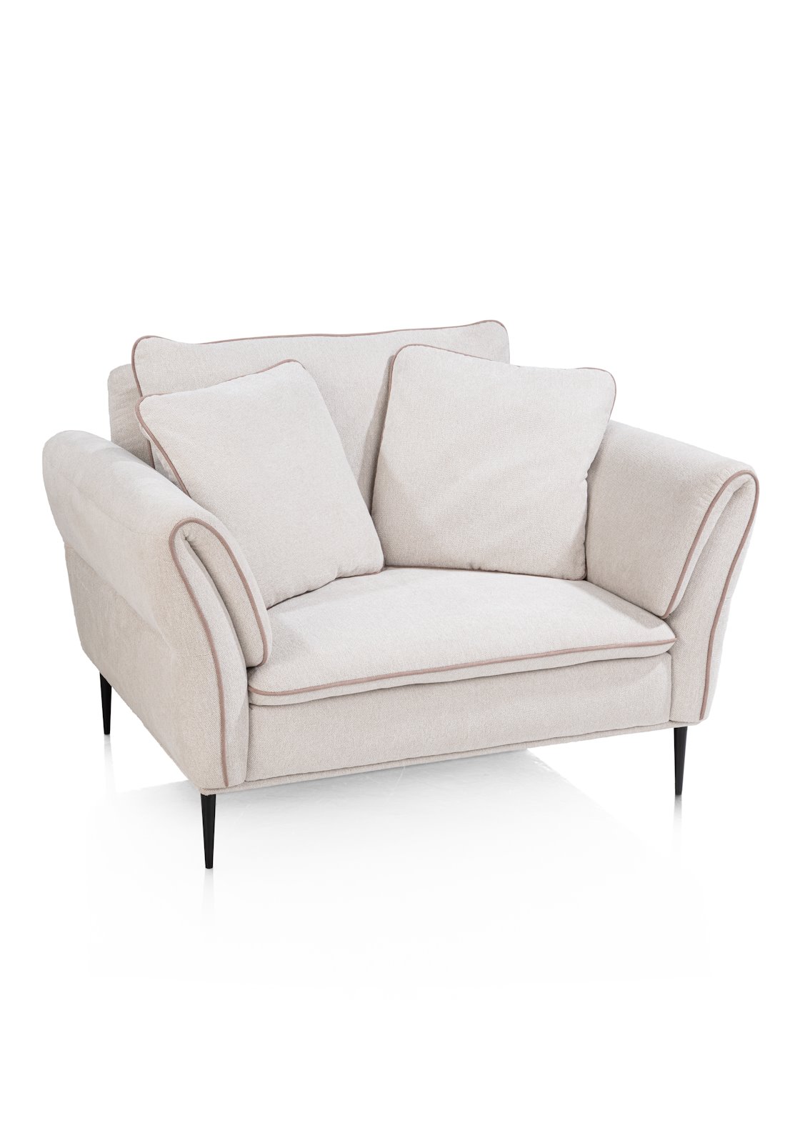 Henders & Hazel 1,5-Sitzer ALMERIA in Santos creme, Sofa, Zweisitzer, Beige, Stoff, Kissen