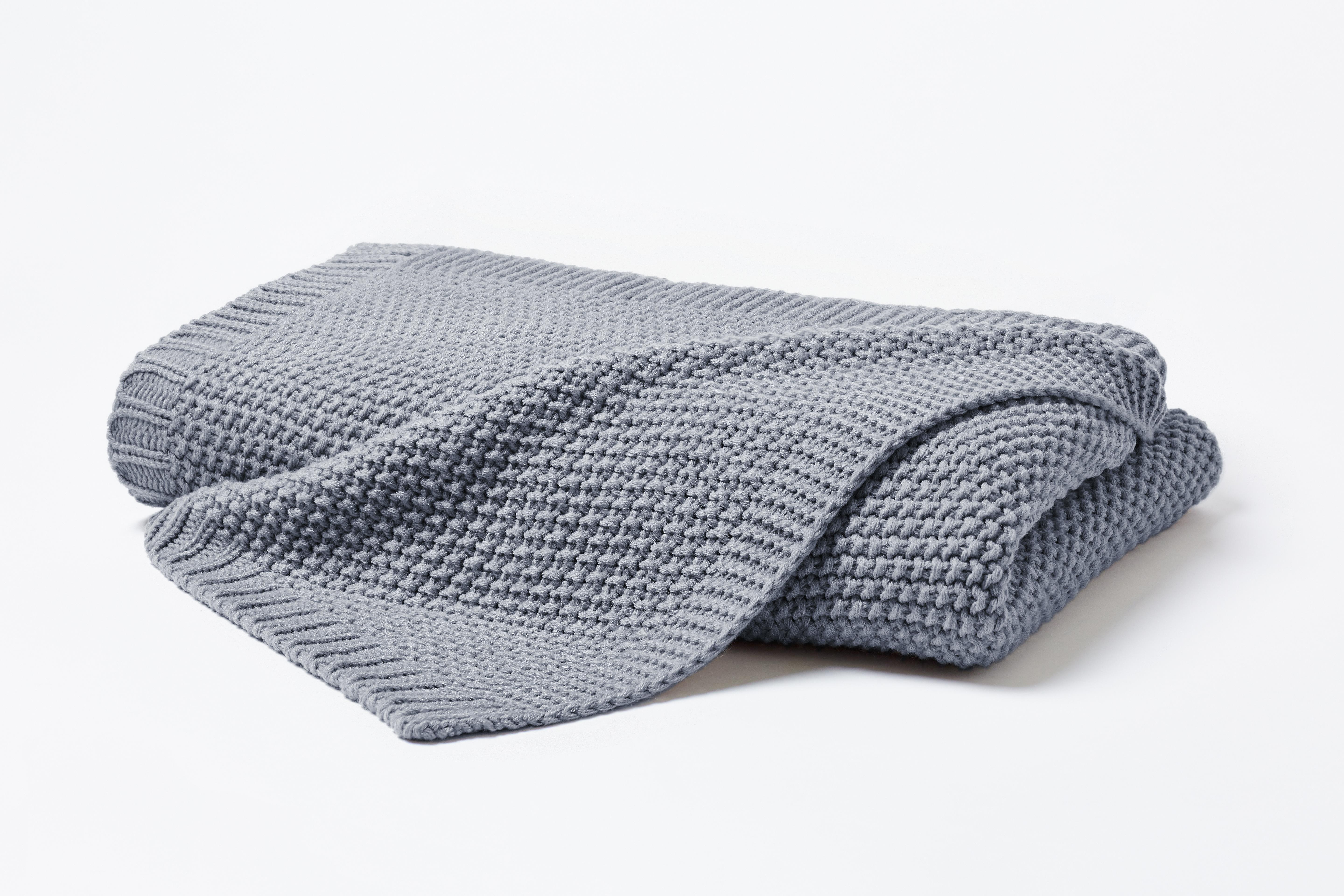 Hahn Haustextilien Strickdecke 130x170cm in Farbe mittelgrau,