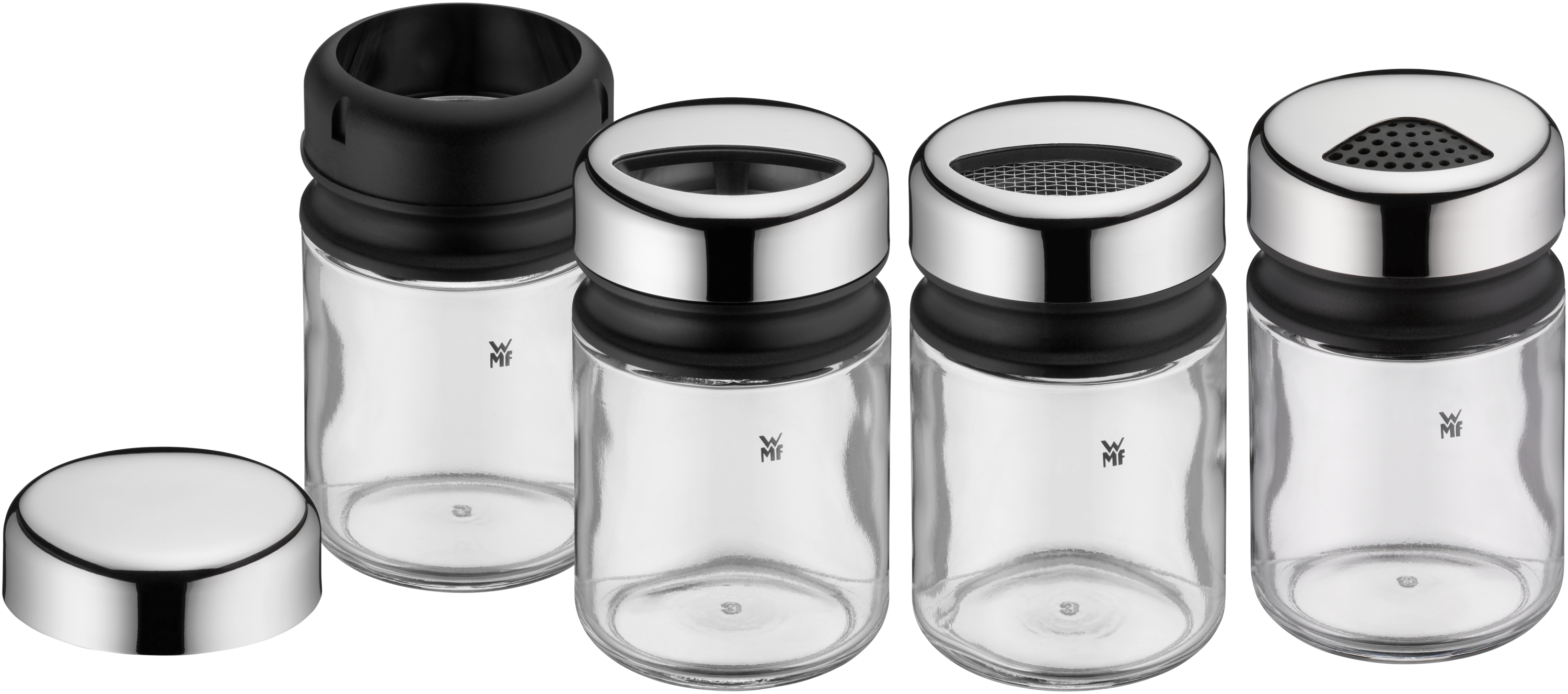 WMF Depot Gewürzstreuer-Set, 4-teilig in Edelstahl/schwarz