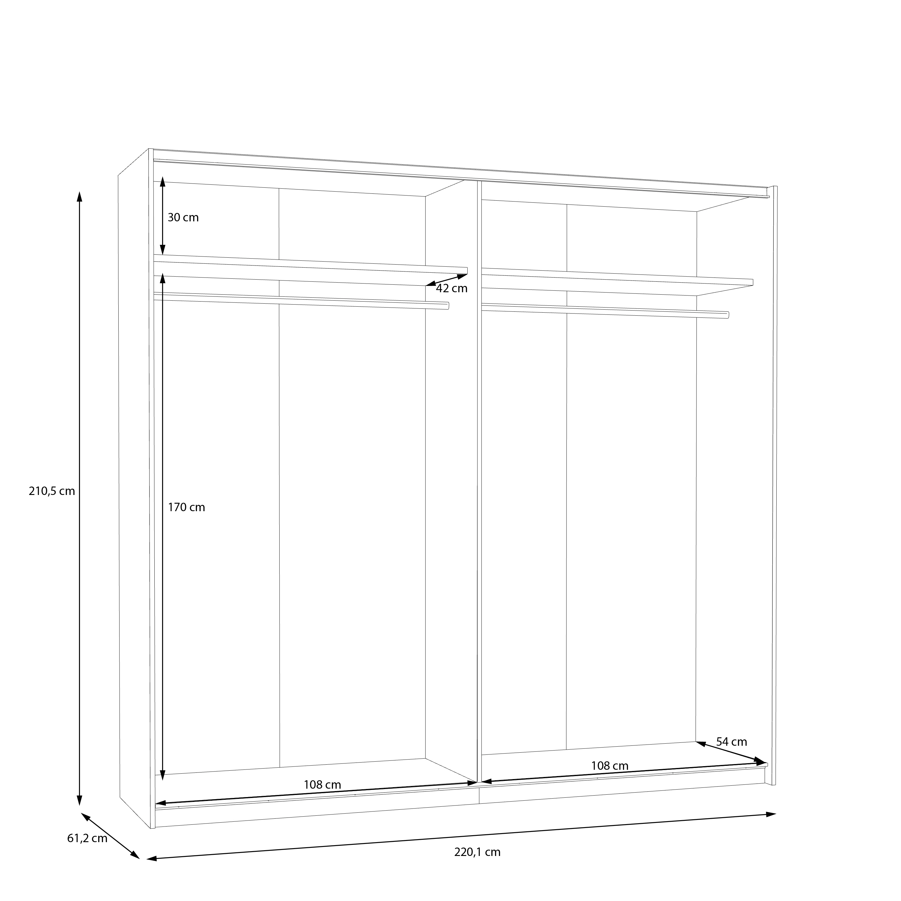 Forte Schwebetürenschrank SCHACH&MATT ca.B220 H211 T61 cm in Artisan Eiche/weiß M576