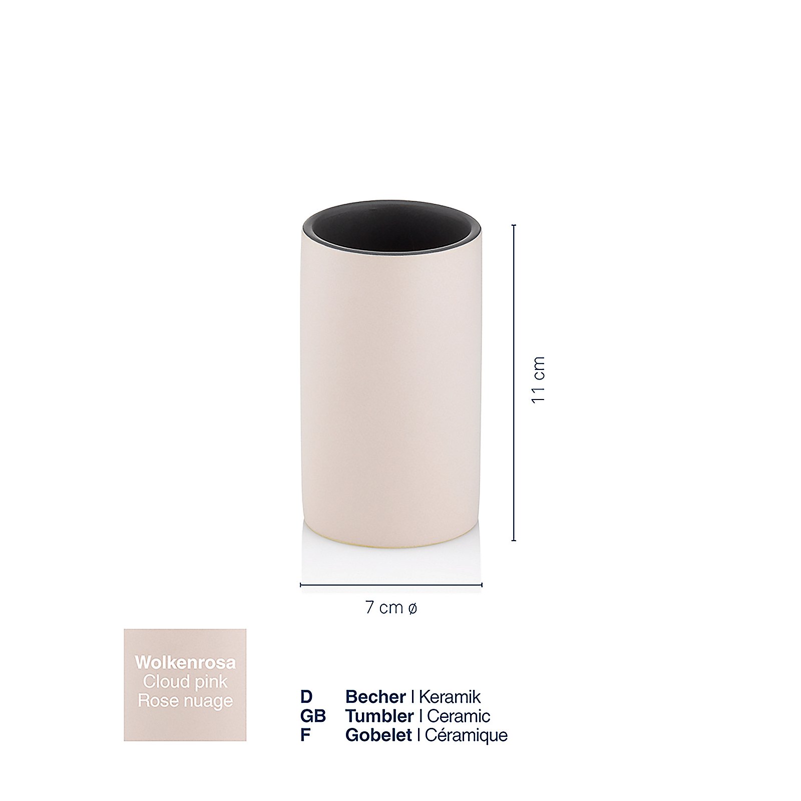 Kela  Becher MATSI in Farbe wolkenrosa, Becher, Keramik, 11 cm, 7 cmØ, Cloud pink