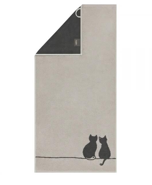 Cawö Handtuch 50x100 cm CUTE CATS in 70 platin-basalt Handtuch 50x100 cm in 70 platin-basalt