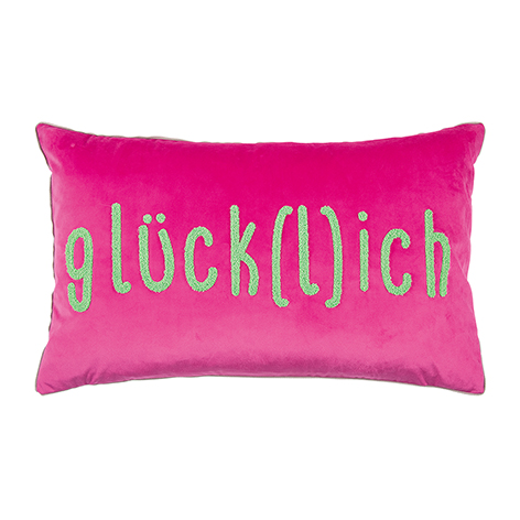 Pad Home Design Kissenhülle 35 x 60 cm GLÜCKLICH ca. 35x60 cm in Rechteckig hot pink