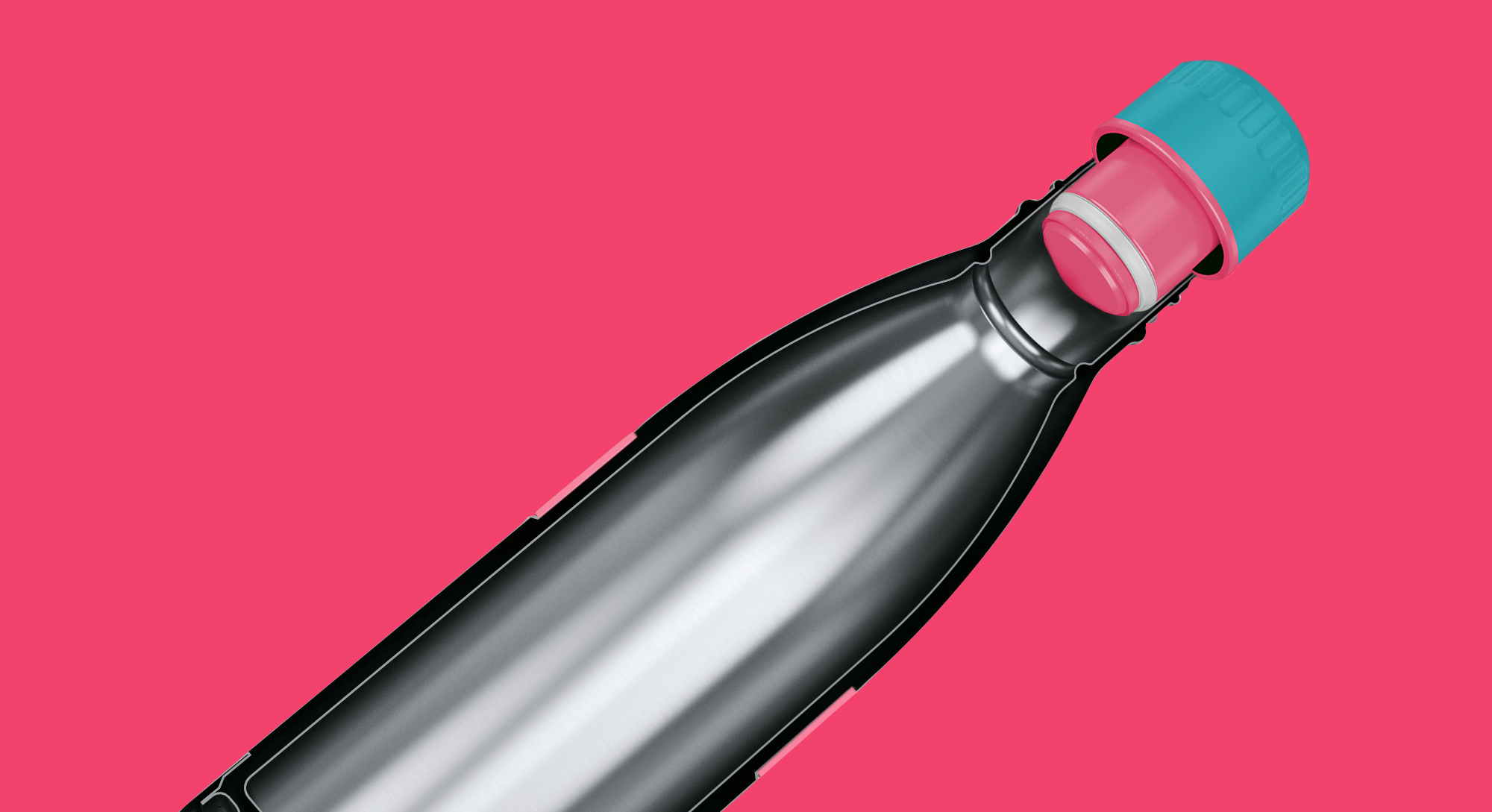 boddels Trinkflasche Twee 500ml in Himbeerrot/Türkis