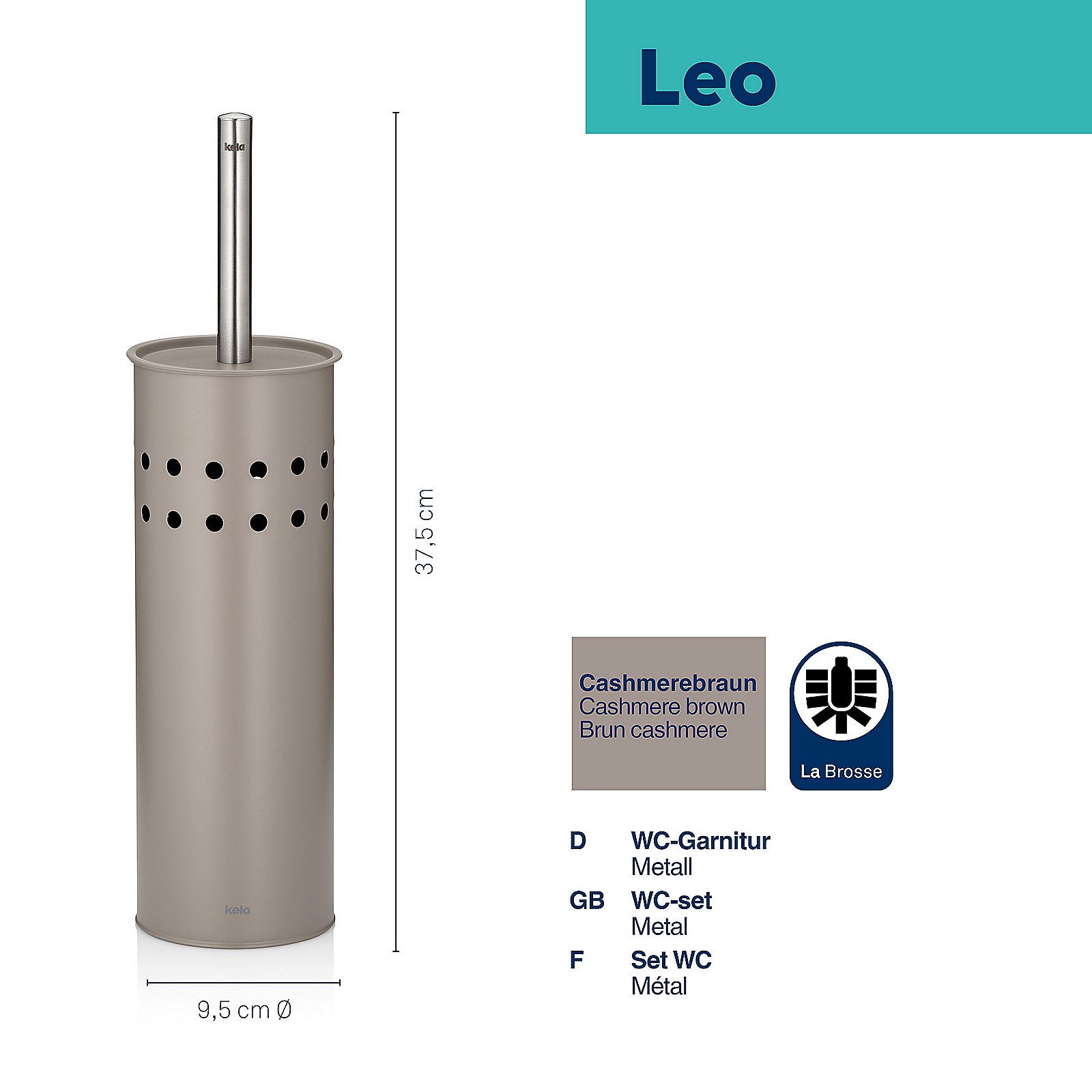 Kela WC-Garnitur LEO in Cashmerebraun, Zylinder