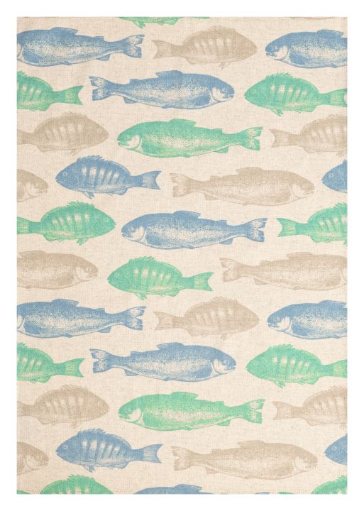 Magma Heimtex Stuhlkissen CAPRI ca. 44x44cm in Farbe gelb, fisch, muster, stoff, mehrfarbig, leinen