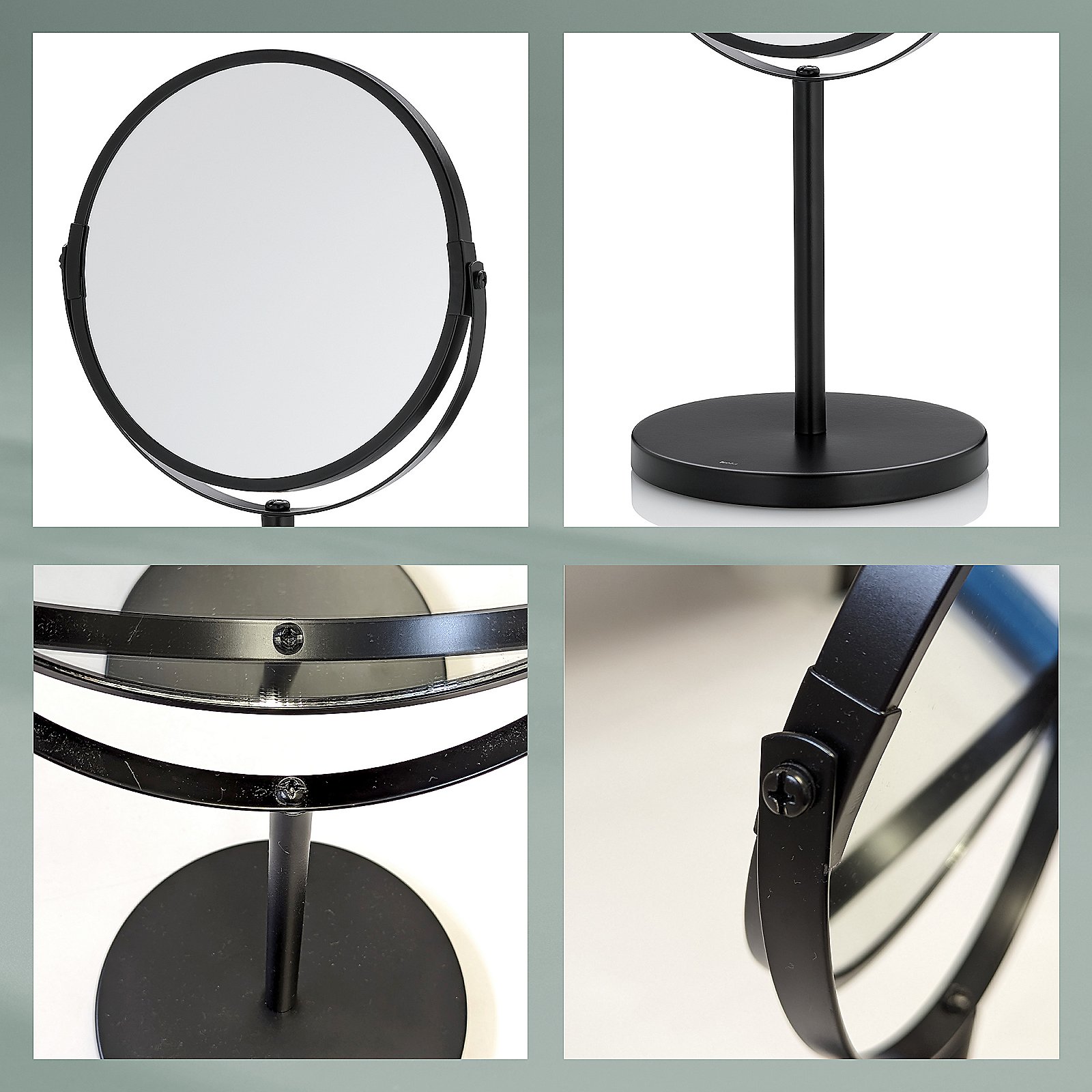 Kela Standspiegel drehbar ELIAS in Farbe schwarz, Spiegel, Rundspiegel, Schminkspiegel, Metallrahmen, Standspiegel, Spiegel, Rundspiegel, Schminkspiegel, Metallrahmen, Standfuß