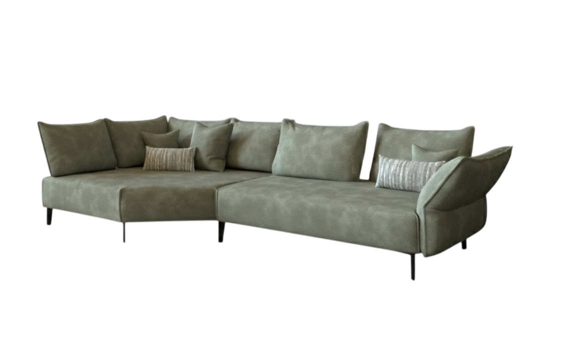 W. Schillig Polstergruppe BONNIE ca. 158x340cm in Stoff uni green tea, Couch, Mobiliar, Kissen, Dekoration für Zuhause