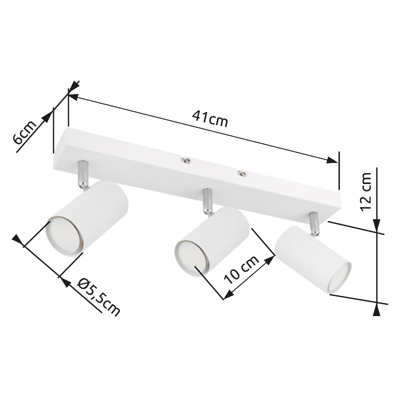 Strahler ROBBY in Meall verchromt weiß Strahler ROBBY in Meall verchromt weiß, Deckenleuchte, Oberflächenmontiert, Weiß, Spotlights, 3-flammig