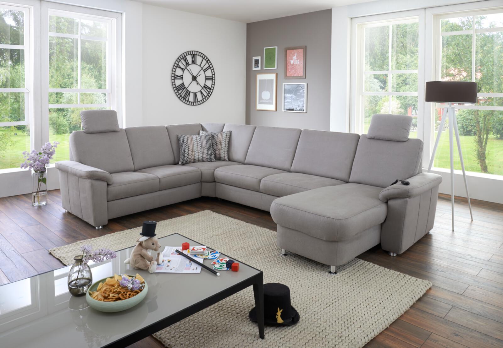 Modulmaster Wohnlandschaft ZE1059 ca. 330x240cm in Stoff Holiday alu