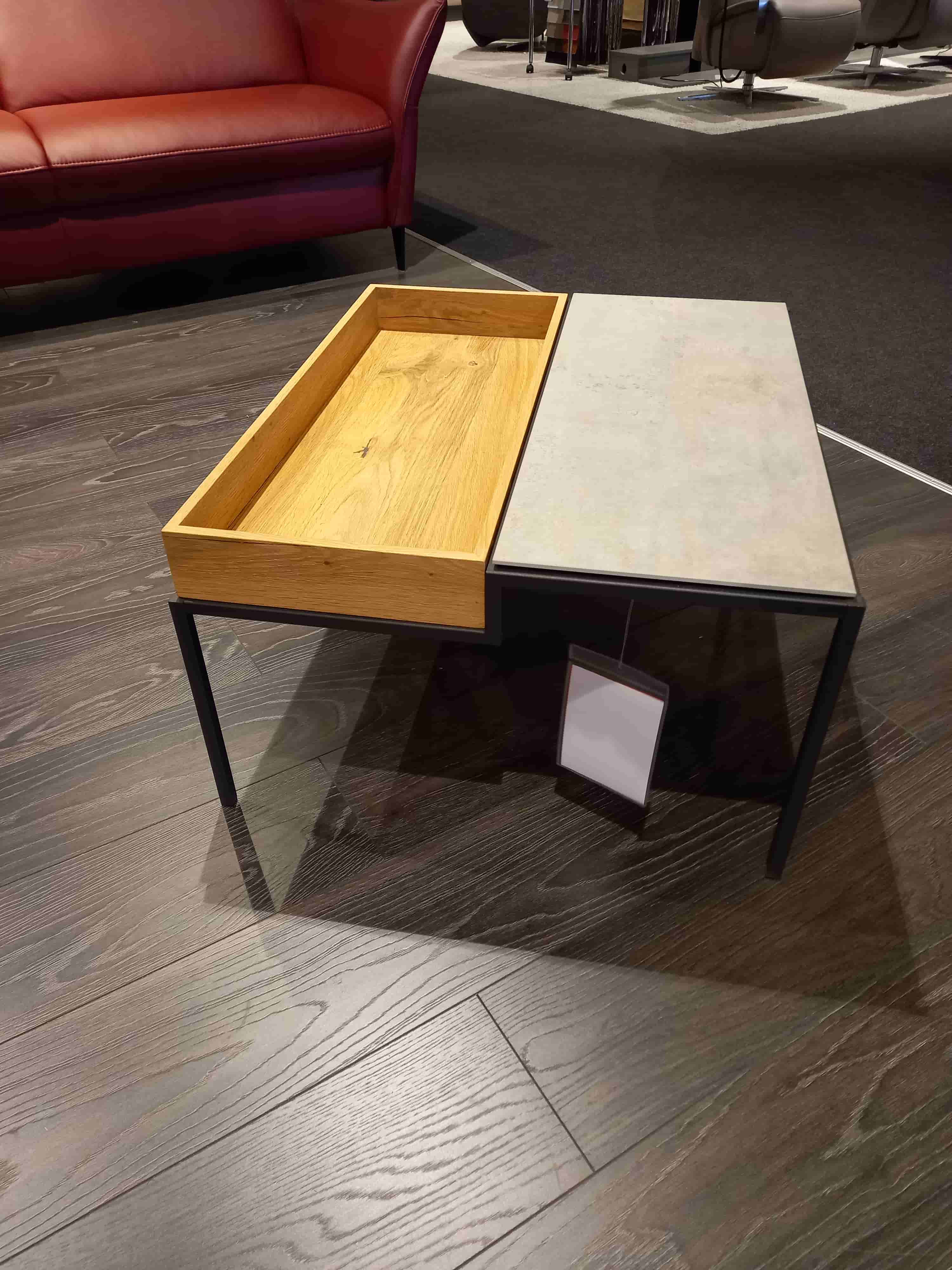 SCHÖNER WOHNEN-Kollektion Couchtisch STEP, ca. 80 x 70 x 38 cm in Wildeiche hell geölt/Keramik beton