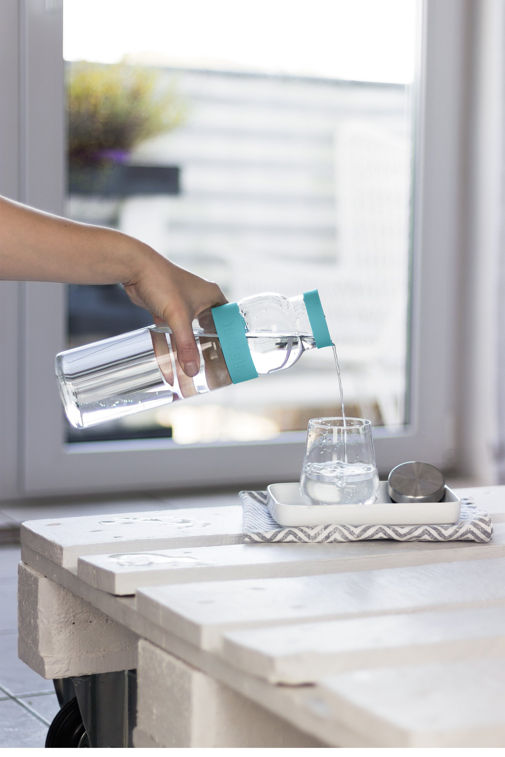 boddels Glaskaraffe Sund 1100ml in Türkisblau