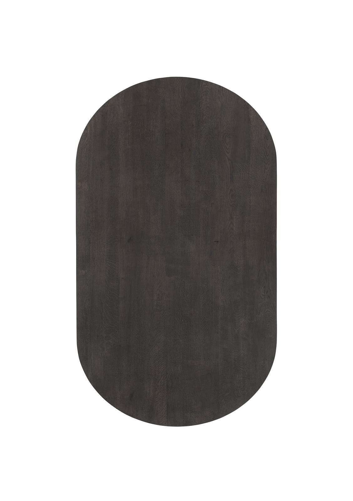 Henders & Hazel Esstisch RAVELLO ca. B120 H77 T210 cm in Eiche teilmassiv basalt lack., Holztisch, Rundung, Dunkelgrau, Holzoptik, Tischplatte