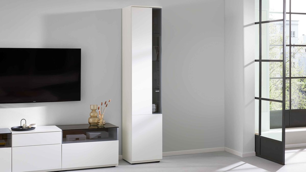 Interliving Wohnkombination IL2031, Wohnzimmermöbel, TV-Möbel, Lowboard, Vitrine, weißes Möbelstück
