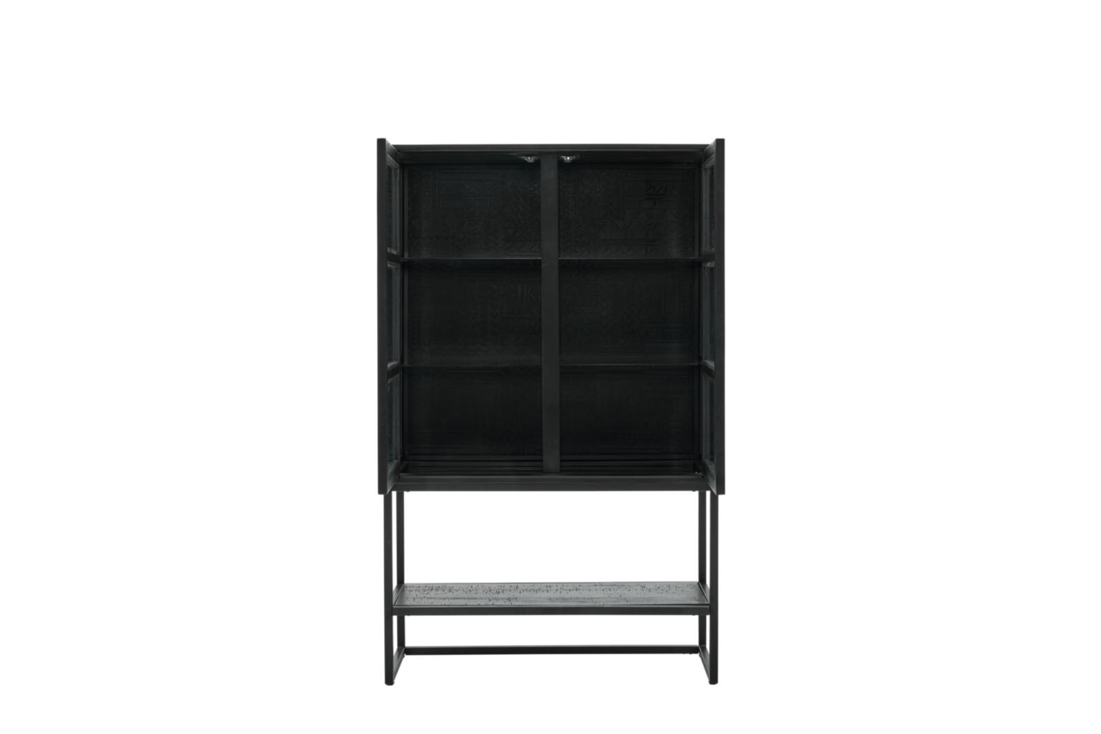 Roomio Vitrine NO. 2001 in Mango massiv gebürstet, schwarz gebeizt und lackiert
