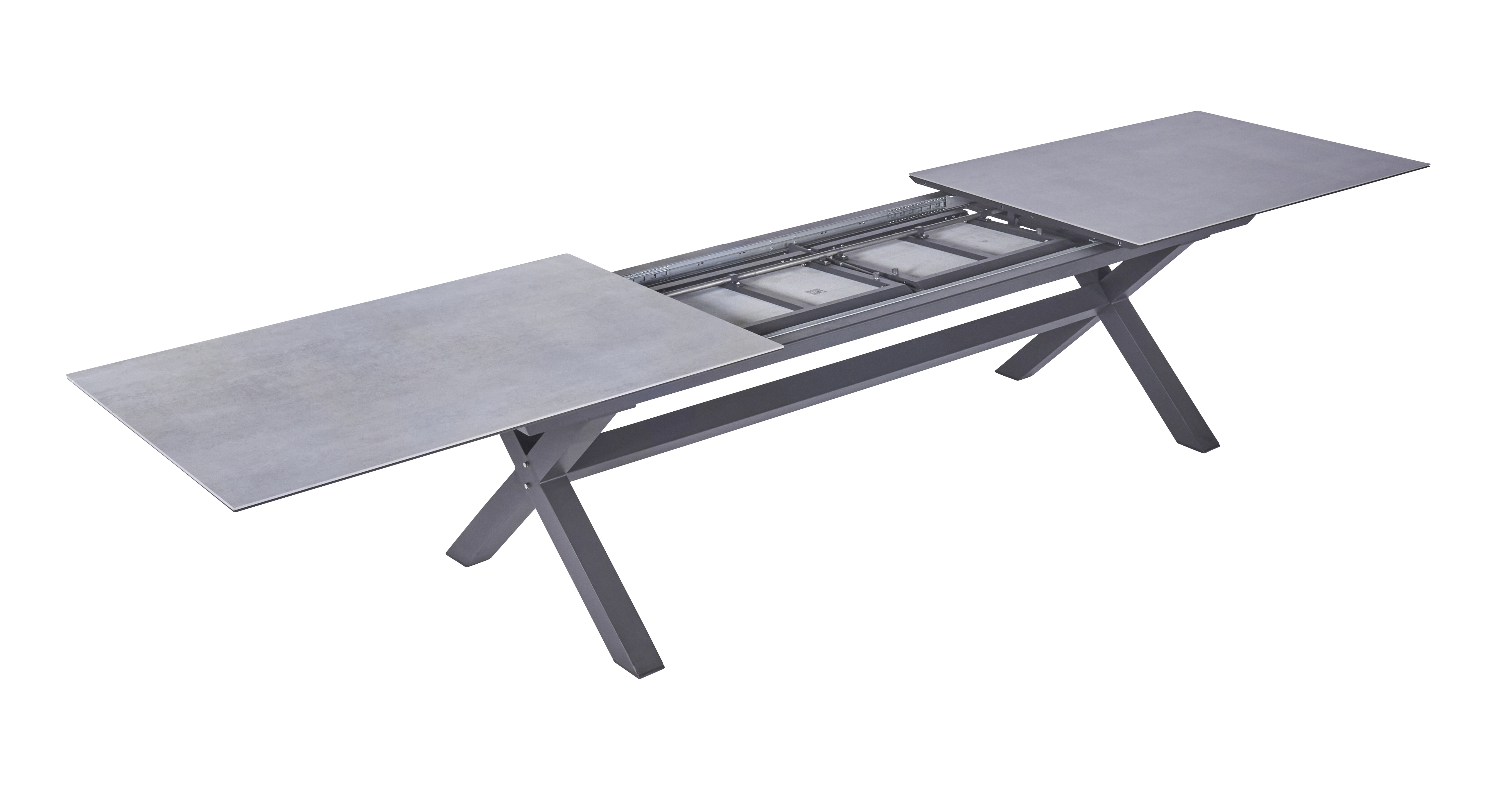 L.C. Wholesaler Tisch VANCOUVER ca. 280(340/400)x100cm mit Platte aus Glas-Keramik Beton-Optik