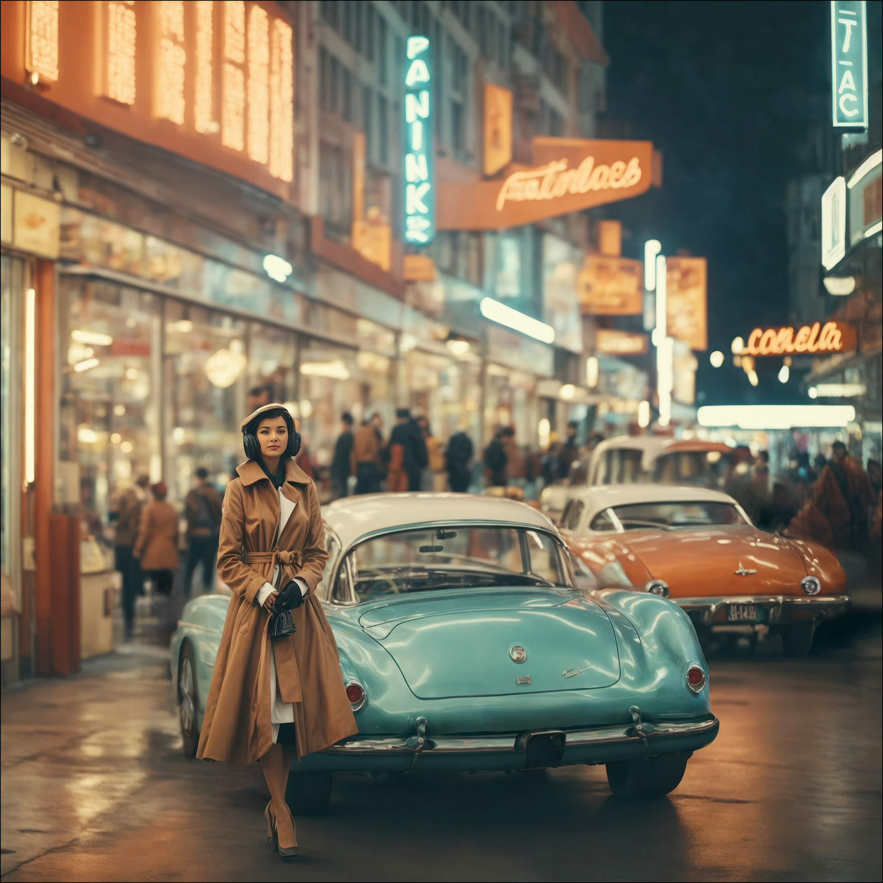 PRO ART Glas-Art 30x30cm Vintage Car On The Street I