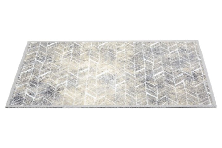 Golze & Söhne Türmatte Miabella ca. 66x110cm in Farbe Fischgrät Linien , Teppich, Karo Muster, Graue Farbe, Flachgewebe, Rutschfeste Unterseite