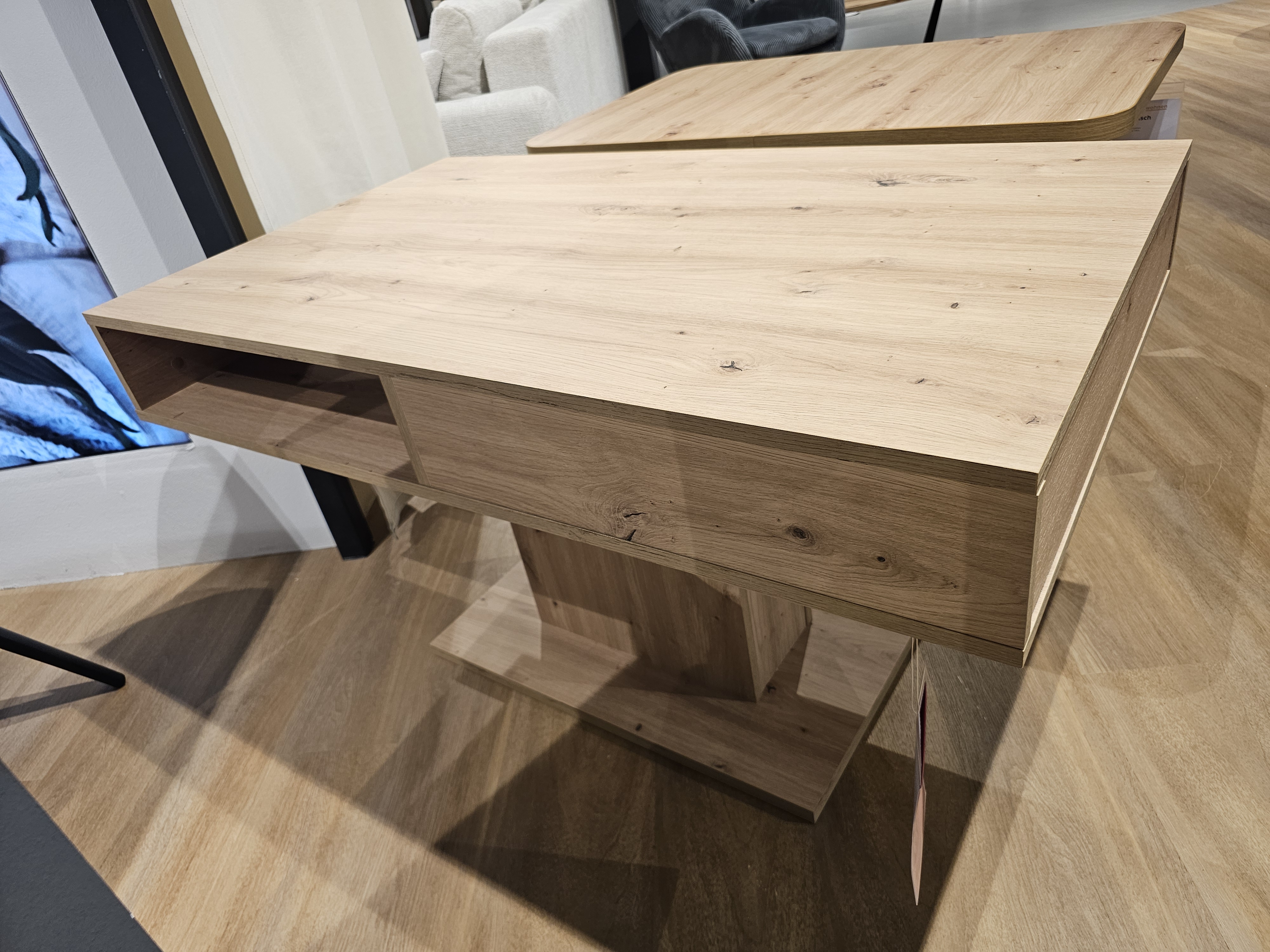 Couchtisch CORTADO in Artisan Eiche, Esstisch, Holzoptik, Massivholz, Schublade, Kopf?