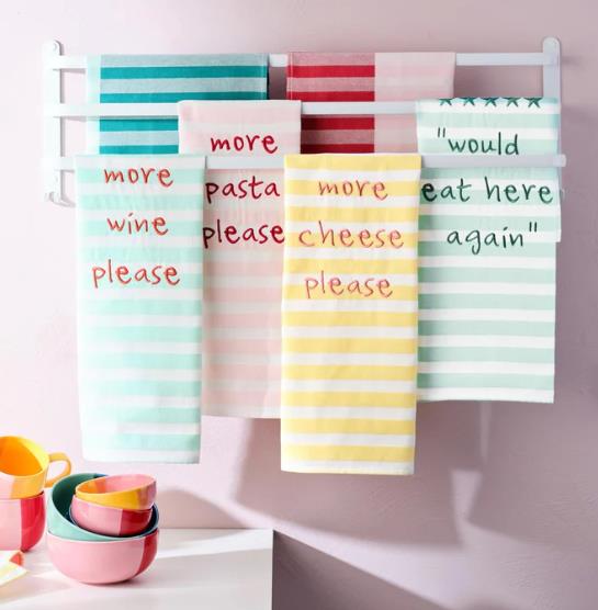 ASA Selection Geschirrtuch TEXTIL in Farbe Motiv matt, tea towels, küchentuch, gestreiftes tuch, bedruckt text, bunte handtücher