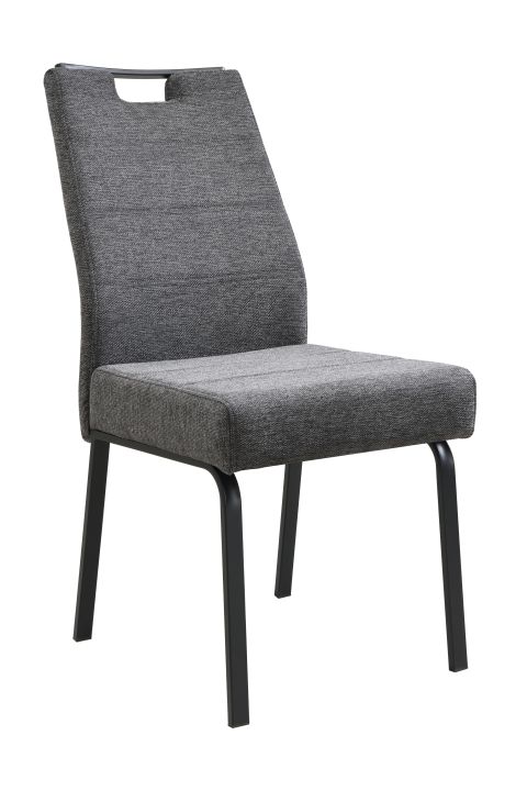 Hela Stuhl ELVAS II S ca. B48 H97 T68 cm in Stoff Brego Anthrazit 28, Stuhl, Stuhlbezug, Grau, Metallbeine, Weißer Hintergrund