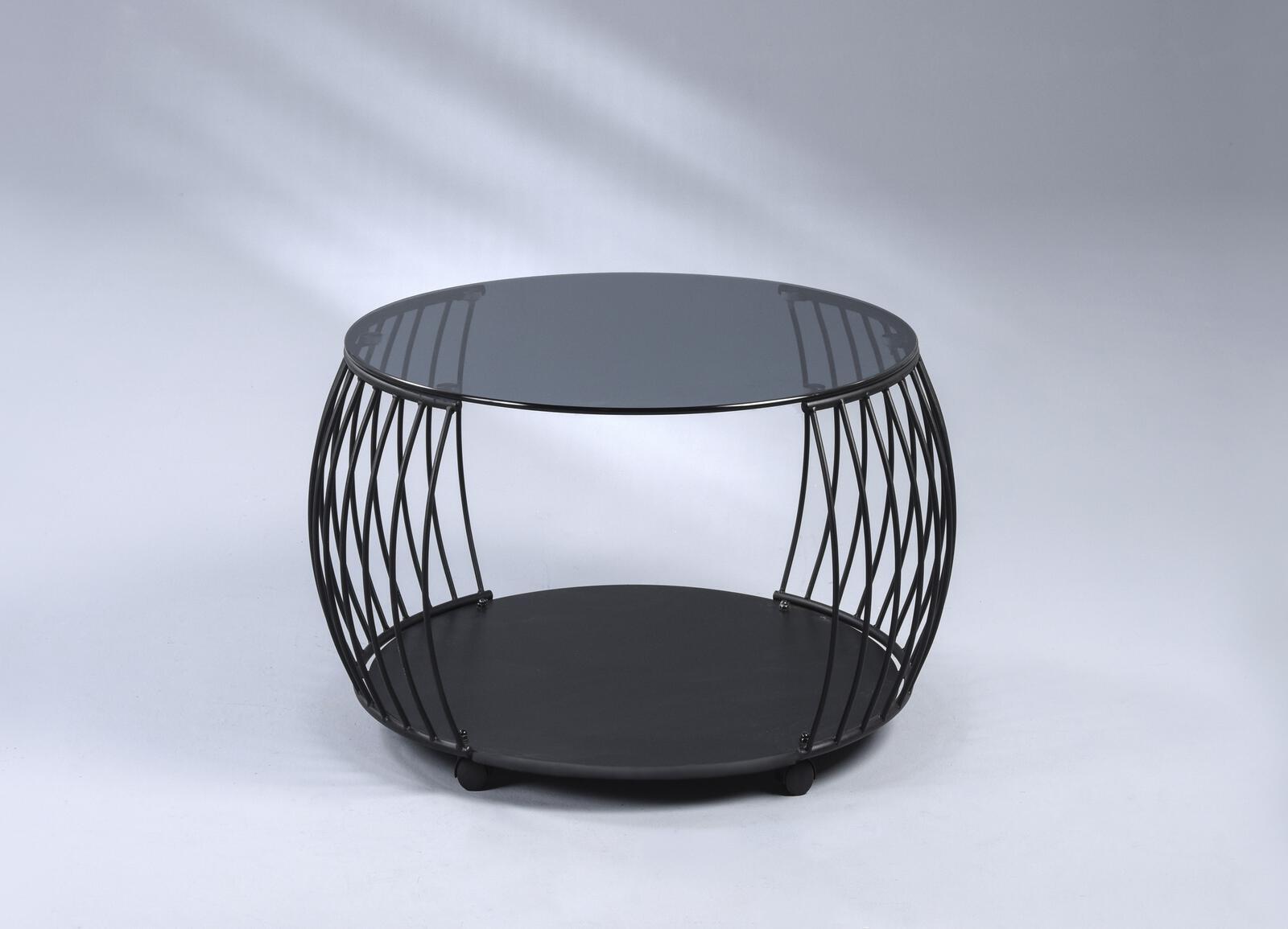 M2 Kollektion Couchtisch Shanghai 1 in Glas Grau, MDF Schwarz