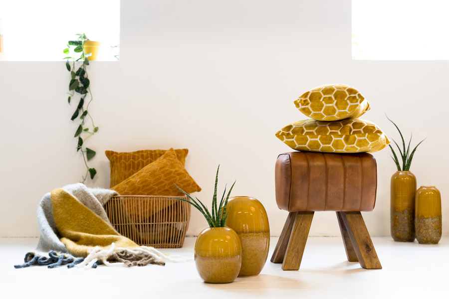 Light & Living Kissen MUDELI 45x45cm ocker