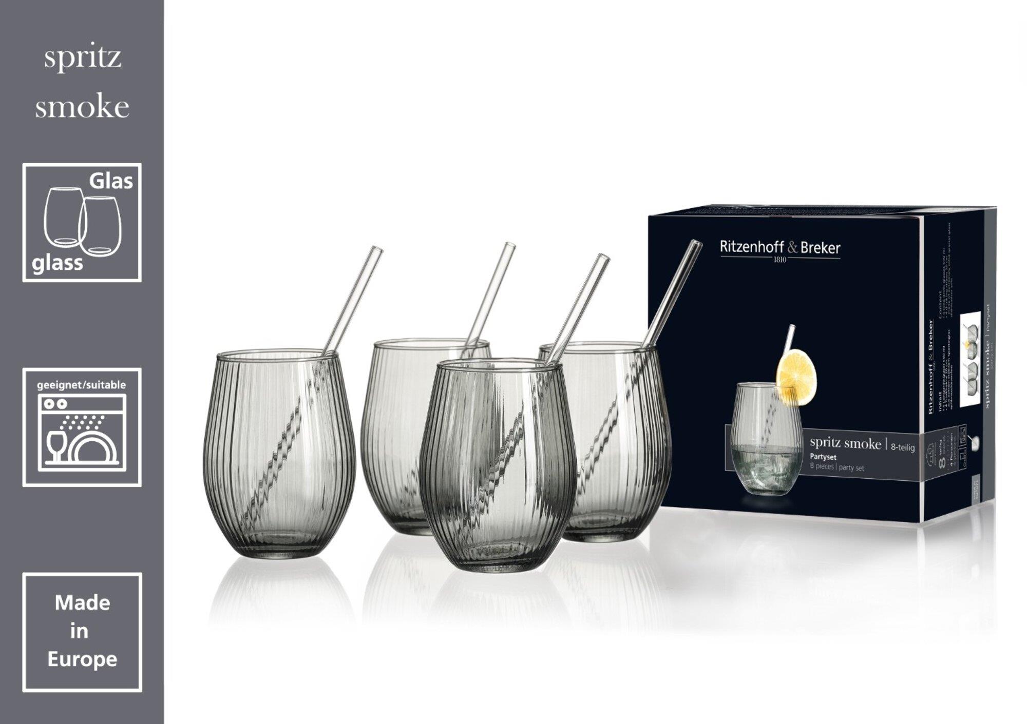 Ritzenhoff & Breker Partyset SPRITZ SMOKE in Farbe Grau Ritzenhoff & Breker Partyset SPRITZ SMOKE in Farbe Grau, glas, trinkbecher, stemmed glass, 8-teilig, wasserglas