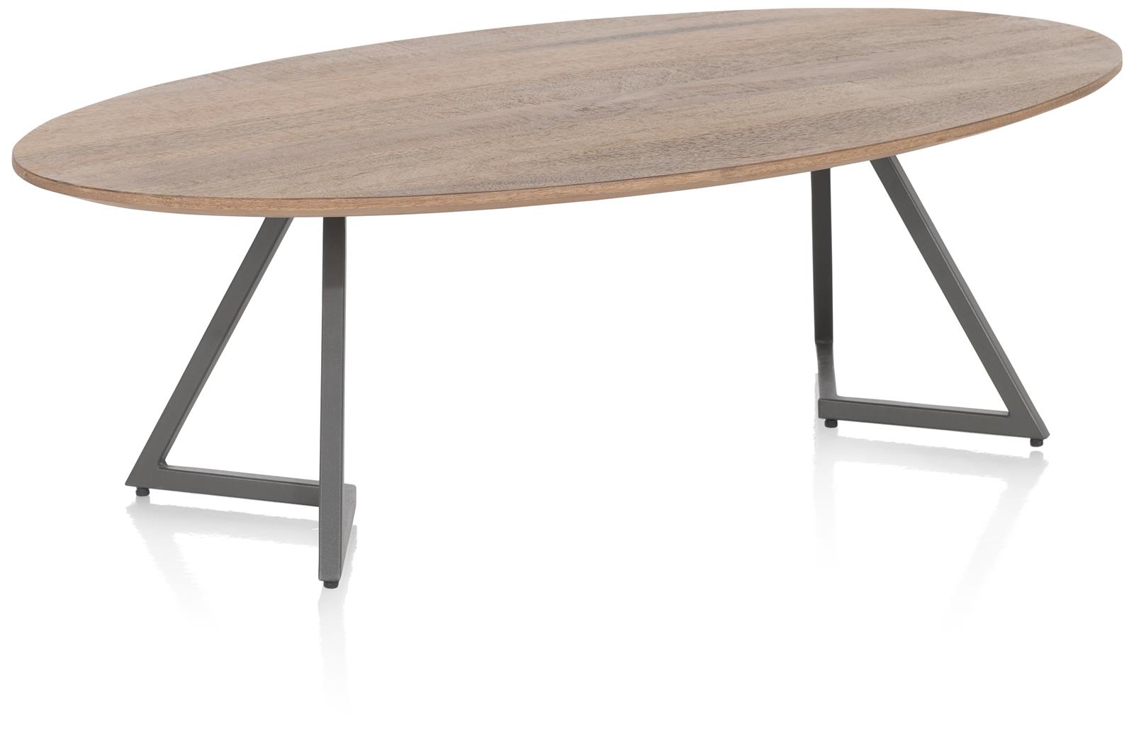 Henders & Hazel Couchtisch TRAPANI ca. B65 H35 T110 cm in Mango furniert smoked lack., ovaler Tisch, Holzplatte, Metallbeine, Couchtisch, modernes Design