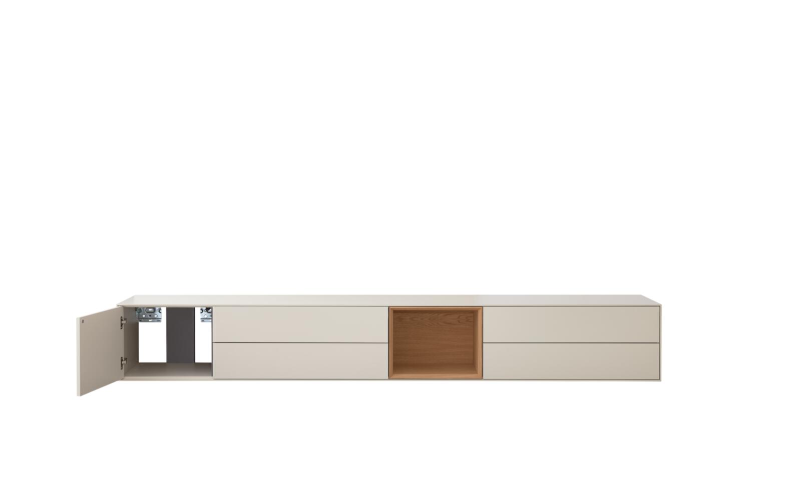 Interliving Lowboardkombination IL-2034 in Farbe Pastellsand matt lackiert/Eiche Echtholz furniert, Lowboard, Sideboard, TV-Lowboard, Möbel, Schubladen