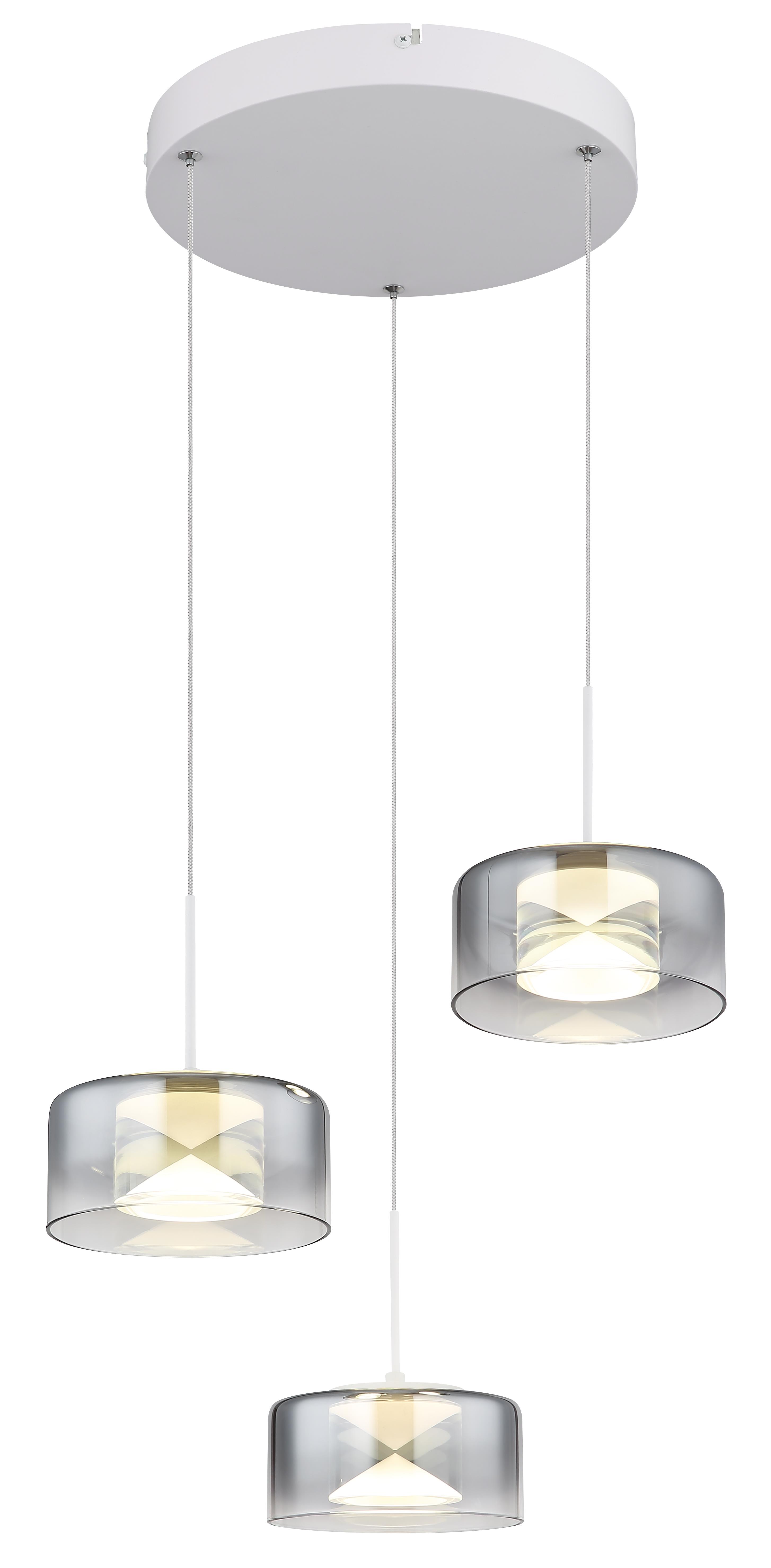 Globo LED-Pendelleuchte BELINDA 3-flammig in Farbe weiß, rauchfarben Globo LED-Pendelleuchte BELINDA 3-flammig in Farbe weiß, rauchfarben, hängelampe, pendelleuchte, glasschirm, dreiflammig, augeleuchtung