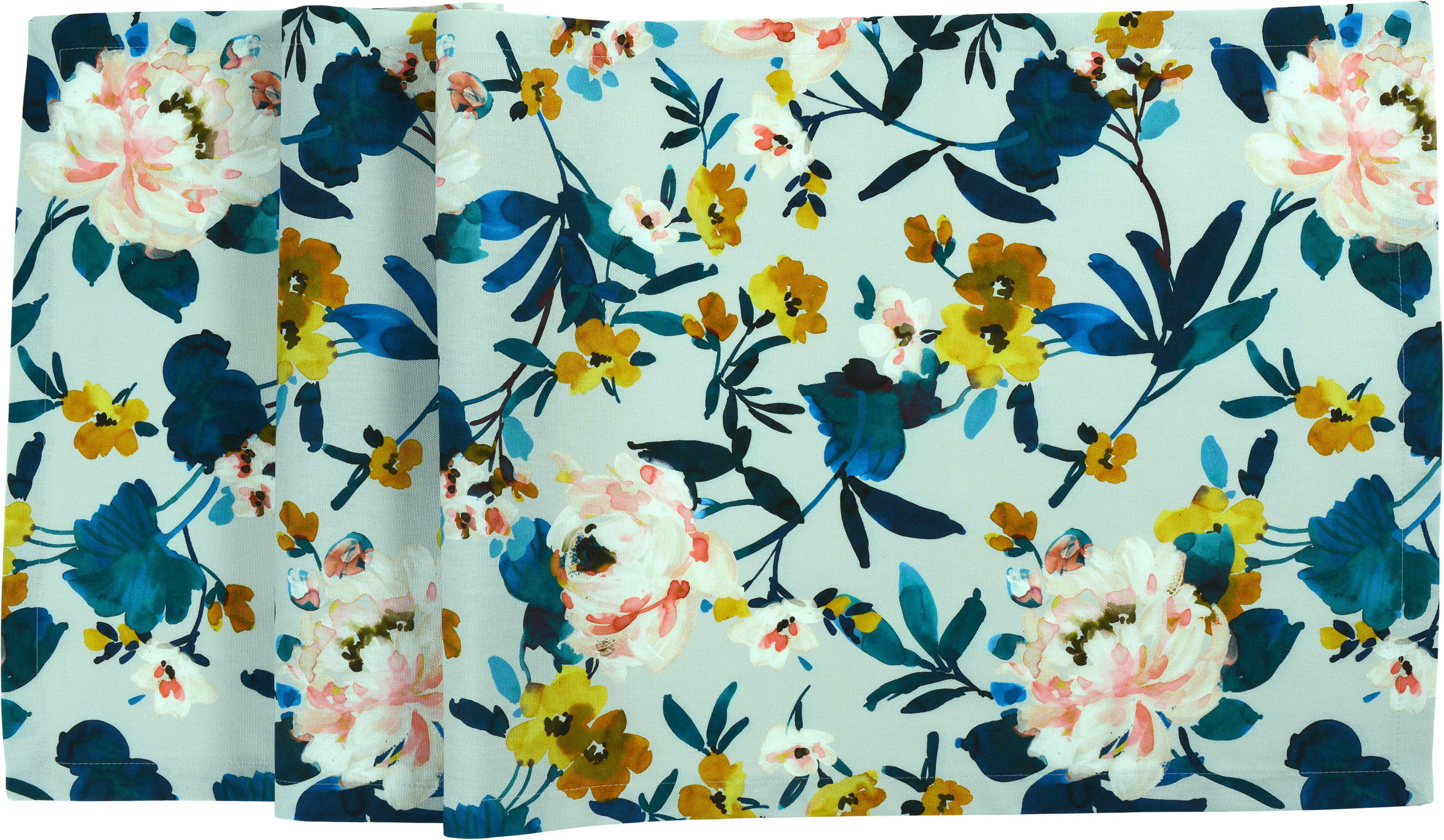 Sander Tischläufer LA ROSA ca. 40x100cm in Farbe aqua, Floral, Blumenmuster, Tischdecke, Polyester, Blaues Hintergrundmuster
