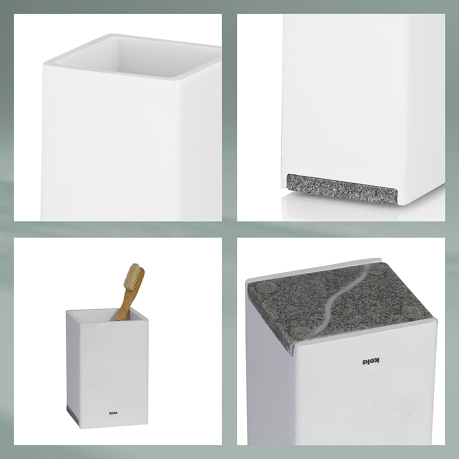 Kela Becher Cube CUBE in Weiß, Abfalleimer, Mülleimer, Küchenbehälter, Aufbewahrung, Zubehör, Schuhputzbehälter, Zahnputzbecher, Küchenbehälter, Aufbewahrungsbehälter, Küchenzugabe