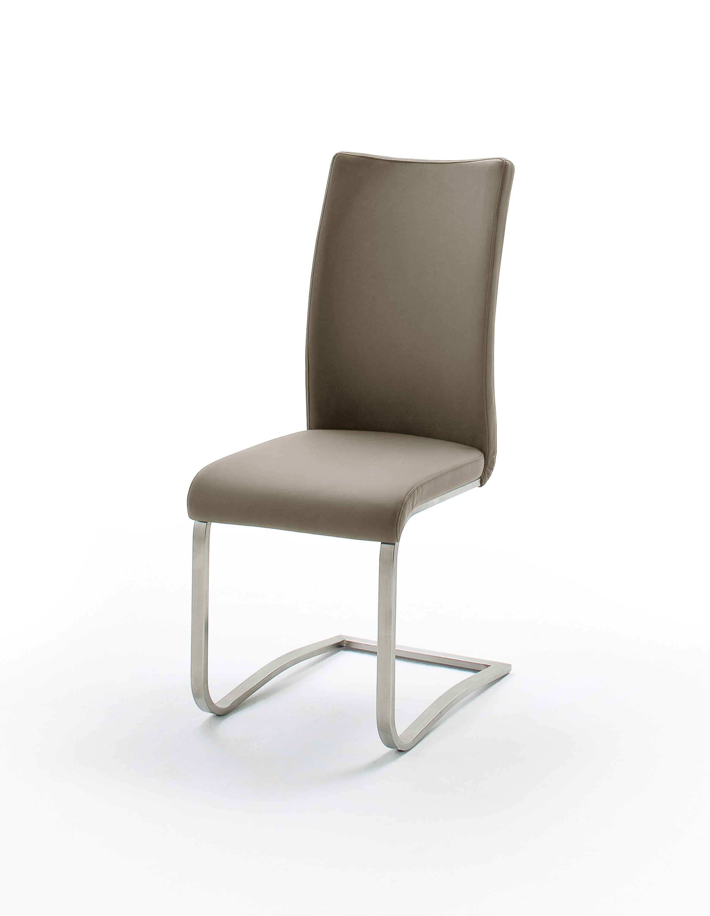 Schwingstuhl Arco in Kunstleder, Cappuccino, Stuhl, Samtbezug, Metallgestell, Rückenlehne, Beige/braun
