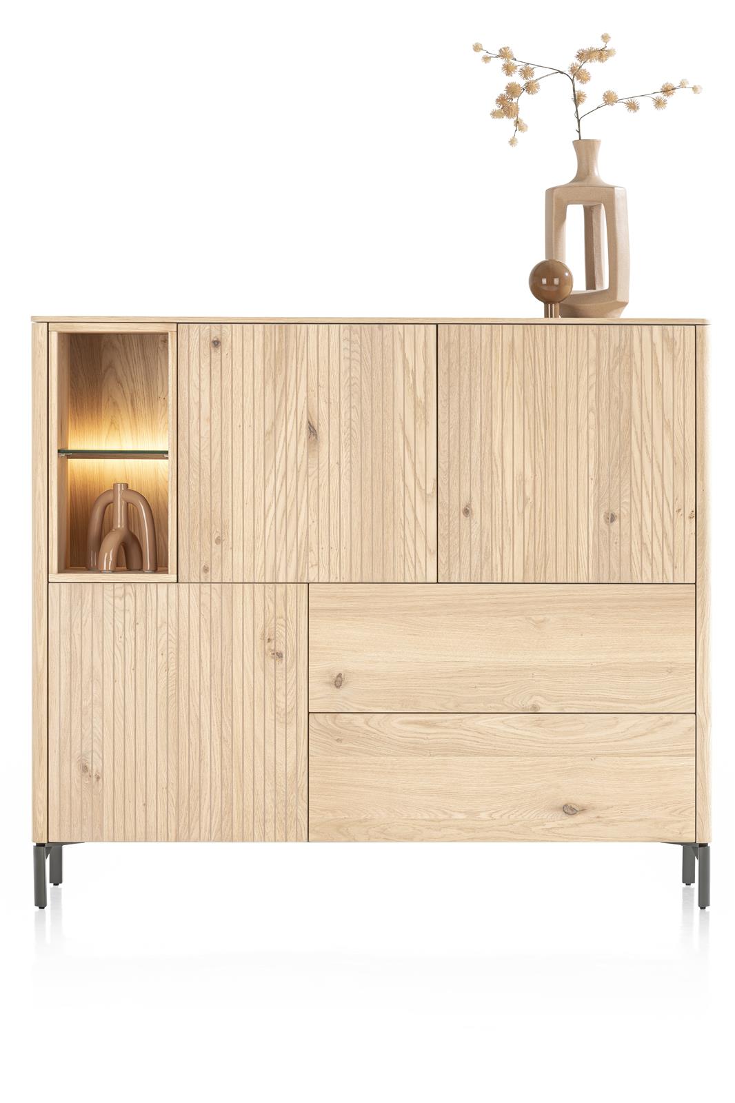 XOOON Highboard TRENTON ca. B153 H133 T42 cm in Eiche furniert,Gestell graphit