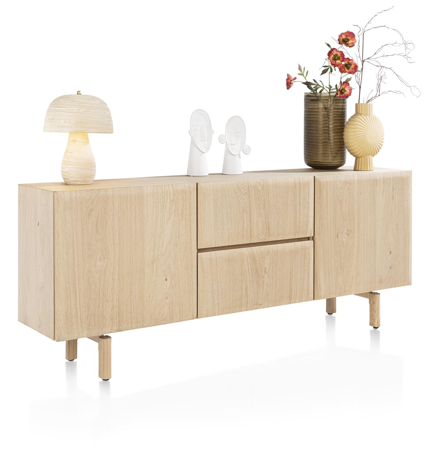  // Eiche furniert natural sand // Schubladen mit Platinlack matte Optik // ca.B200 H80 T42 cm, Sideboard, Bufett, Vitrinenunterschrank, Holz, naturholz