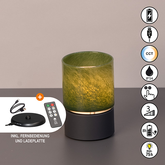 LED-Tischleuchte ARIVA PRO in Glas sandgrau, Lampe
