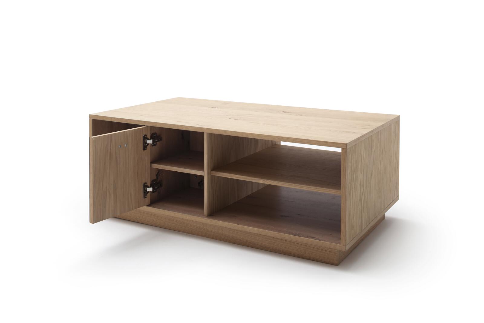 MCA Furniture Couchtisch Valencia, Balkeneiche bianco geölt, Absetzung Glas anthrazit satiniert, ca. 115 x 65 cm, H: 44 cm