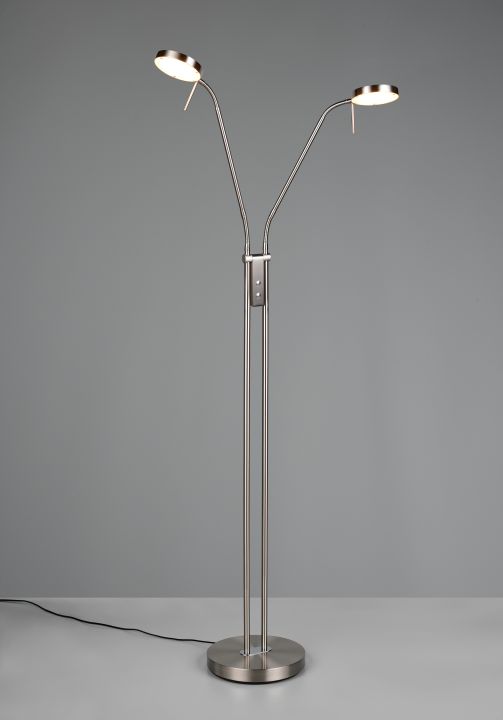 Trio LED-Stehleuchte MONZA 2-flammig in Farbe Nickel matt, Kunststoff weiß Trio LED-Stehleuchte MONZA 2-flammig in Farbe Nickel matt, Kunststoff weiß, Lampe