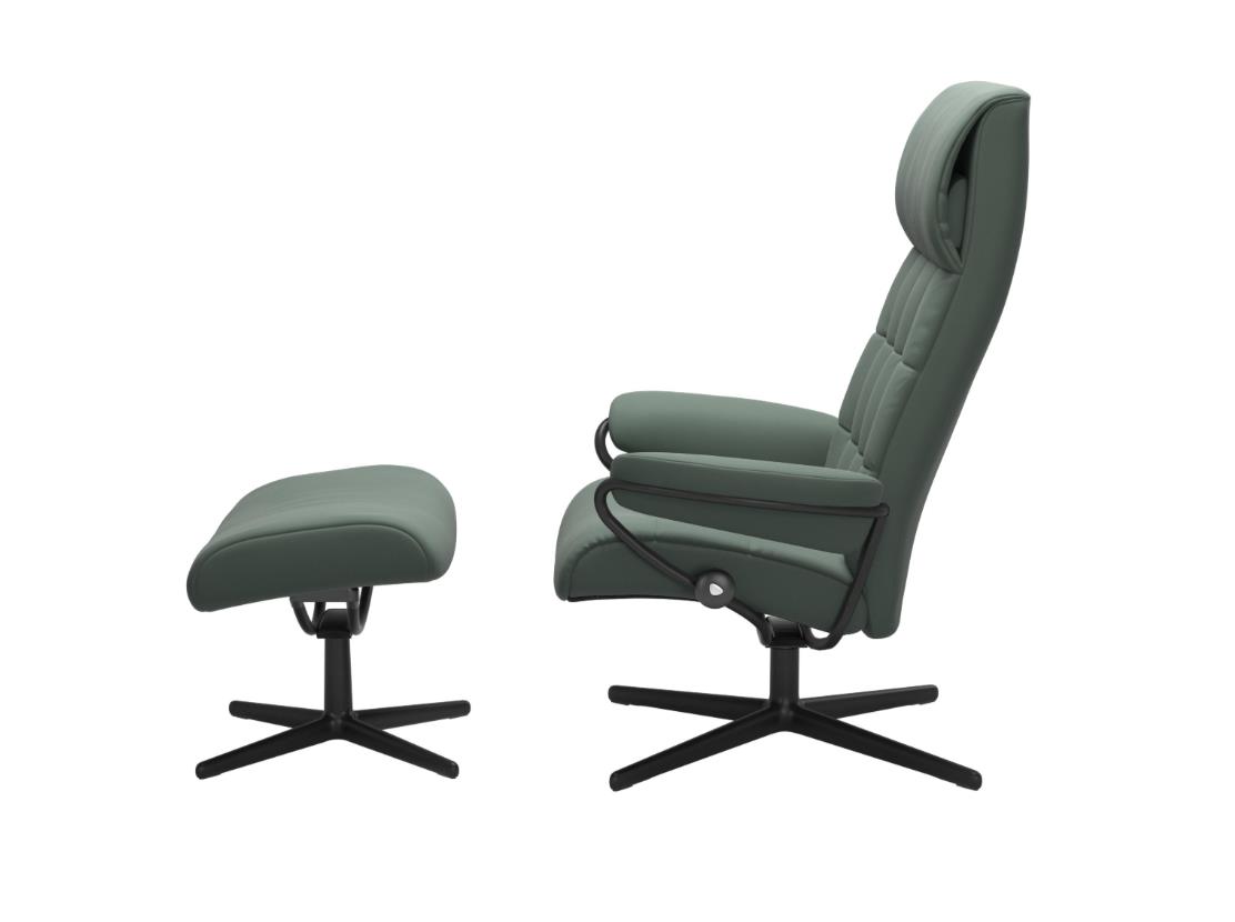 Stressless Sessel mit Hocker LONDON ca. B80 H112 T122 cm in Leder Paloma 97 Sage Green
