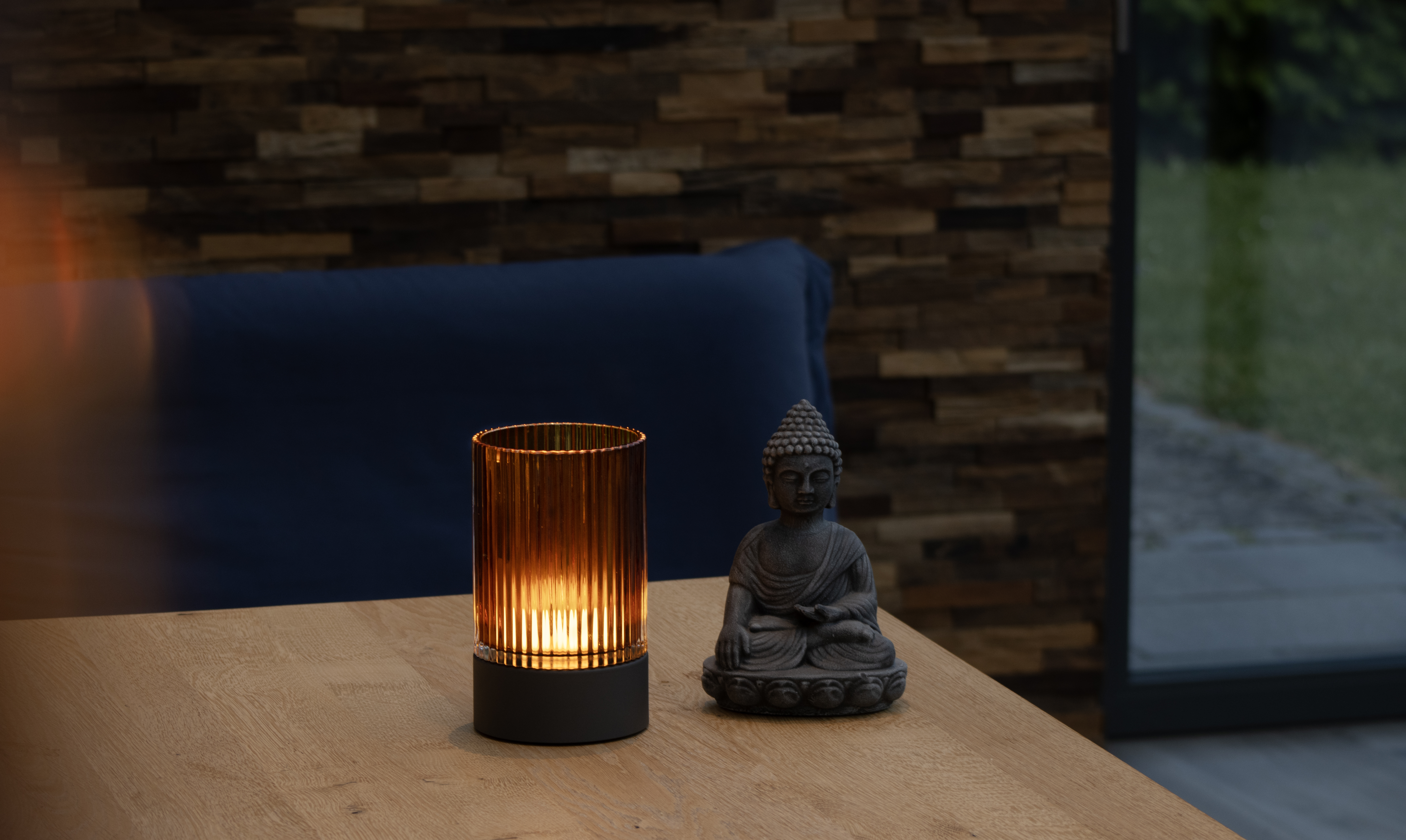 LED-Tischleuchte ARIVA PRO in Glas sandgrau