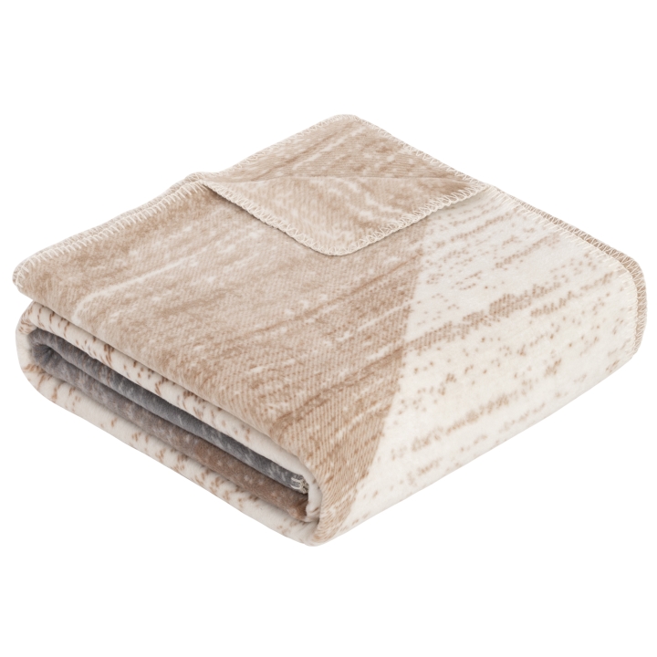 Ibena Jacquard-Decke MINUF 150x200cm in Farbe beige/grau