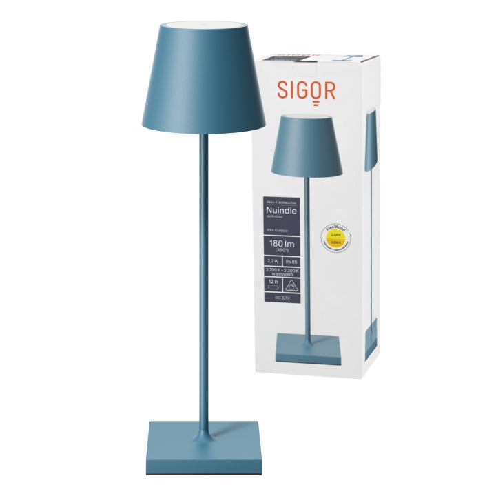 Sigor LED-Akku-Tischleuchte Nuindie in Farbe delphinblau, dimmbar Sigor LED-Akku-Tischleuchte Nuindie in Farbe delphinblau, dimmbar