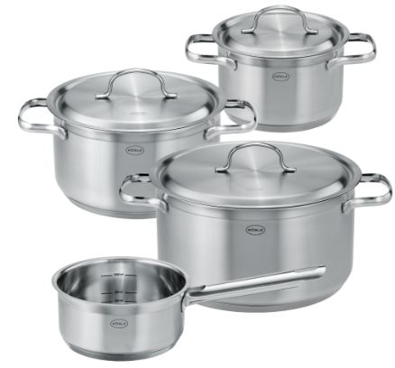 Rösle Topfset 4-tlg. PUREELEMENTS, Topfset, Kochtopf, Stapelbar, Edelstahl, Spülmaschinenfest