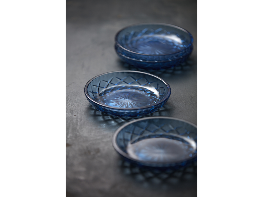 Lyngby Glas Teller 16 cm in Farbe blau