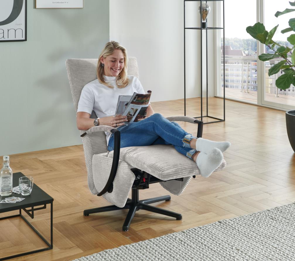 Relaxsessel DOVER XC ca. B70 H111 T80 cm in Stoff Cord Lincoln weiß 02