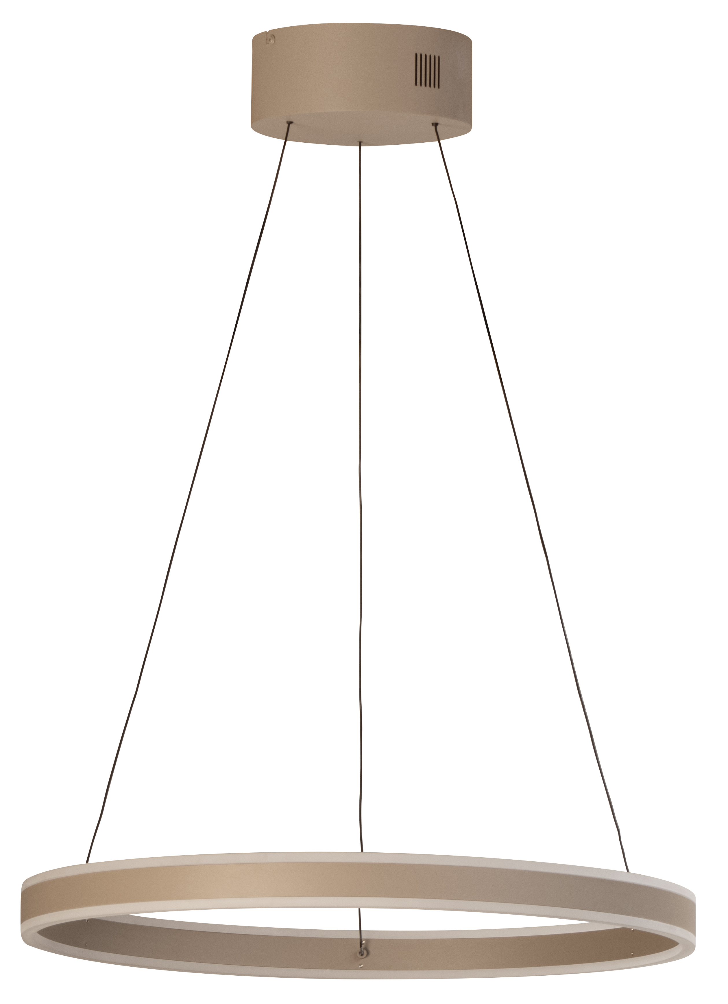 Fischer & Honsel LED-Pendelleuchte SILVIO 1-flammig in Farbe Metall dark-greige/Acryl weiß, hängelampe, ringenschirm, metallic, beige, pendellampe