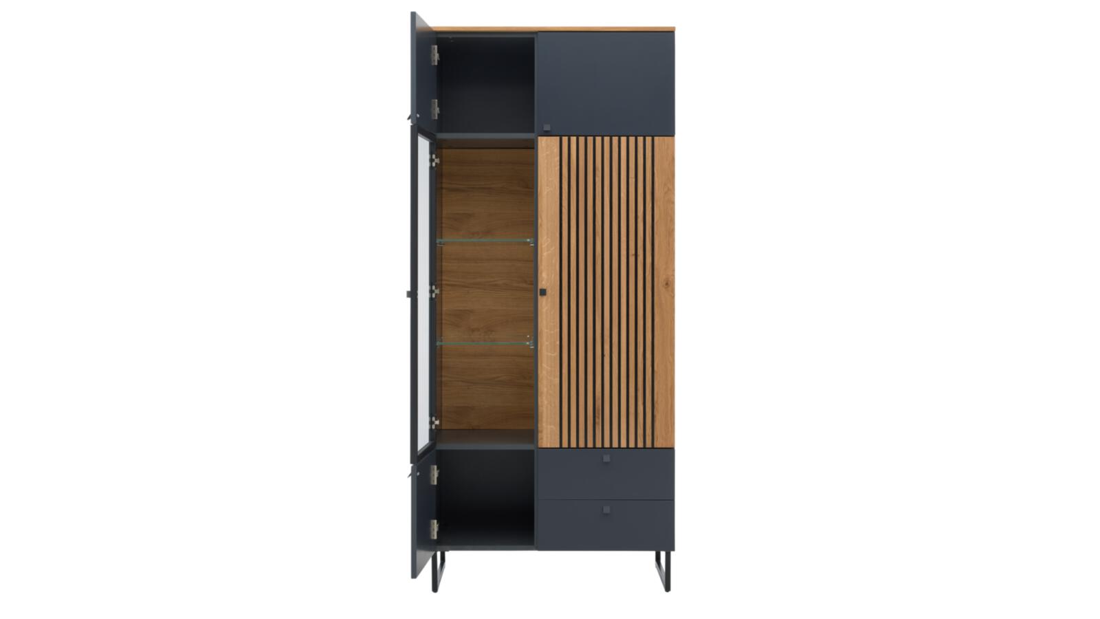 Interliving Vitrine INTERLIVING-5605 B/H/T ca.86x194x42cm in Lack quarzgrau