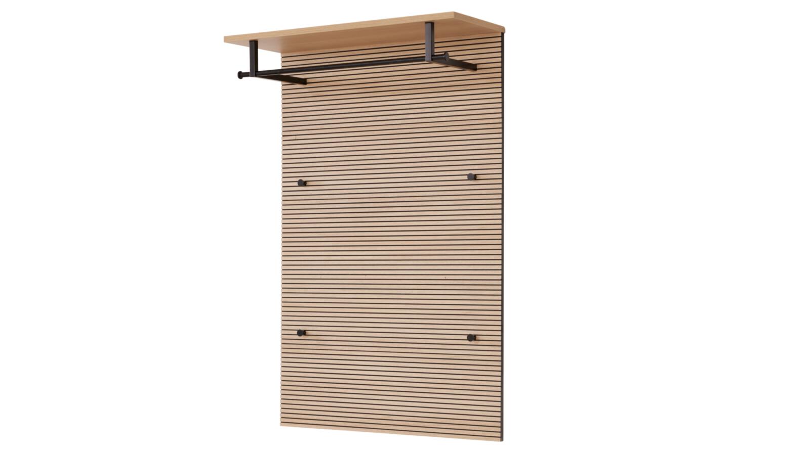 Interliving Garderoben-Paneel IL6015 ca.B80 H121 T32 cm in 57 Eiche Natur Dekor Rille, Garderobe, Wandpaneel, Schlitzlamellen, Schuhregal?, Kleiderhaken