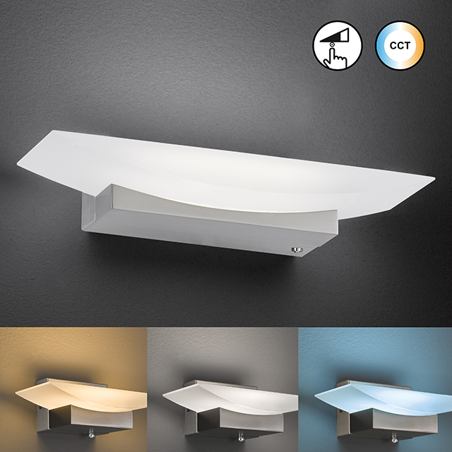 Fischer & Honsel LED-Wandleuchte BOWL TW 1-flammig in Farbe Nickel matt/Acrylglas weiß satiniert